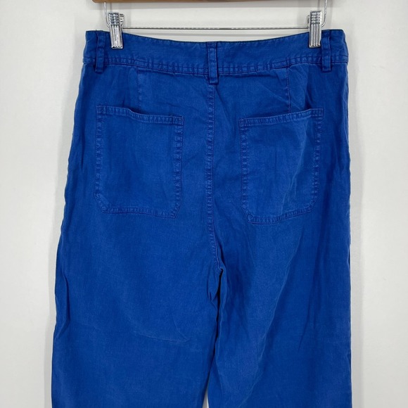 Sundance Pants Women's‎ Size 10 Blue Wide Leg High Rise Straight Linen Blend - Picture 8 of 13